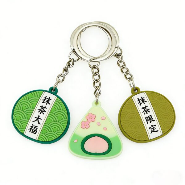 2D Japanese Matcha Dessert PVC Keychains Wholesale Wagashi Food Soft Rubber Key Chains