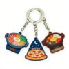 2D Korean Hot Pot Pizza PVC Keychains Wholesale Food Charms Soft Rubber Key Chains