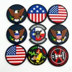 Custom wholesale 2D PVC eagle flag military hook and loop patch set, tactical patriotic decorative patches