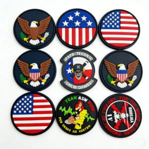 Custom wholesale 2D PVC eagle flag military hook and loop patch set, tactical patriotic decorative patches