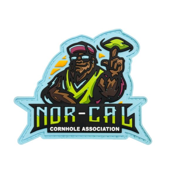 Custom wholesale 2D PVC irregular cartoon mascot hook and loop patch, sports team logo decorative badge