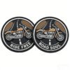 Custom wholesale 2D PVC round motorcycle road theme hook and loop patch, retro biker motorbike decorative badge