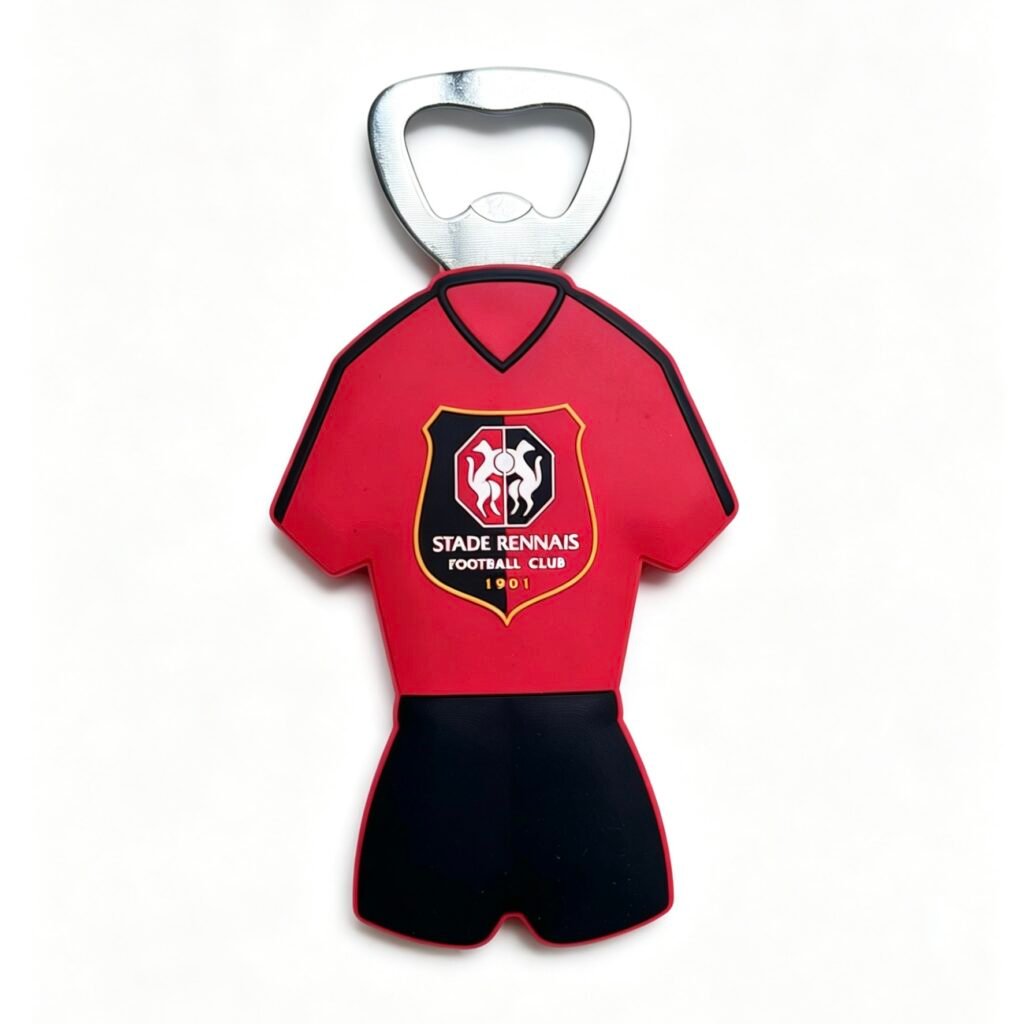 3D Stade Rennais Football Jersey PVC Bottle Openers Wholesale Soccer Club Soft Rubber Beer Openers
