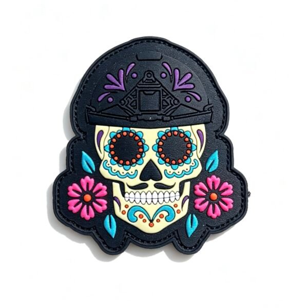 3D Sugar Skull PVC Patches 3D Sugar Skull PVC Hook And Loop Patches Wholesale Mexican Day Of The Dead Floral Tactical Morale Badges