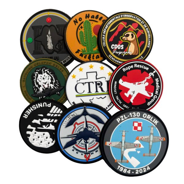 Custom Round Military Tactical PVC Velcro Patches Wholesale Army Air Force Hook & Loop Patches