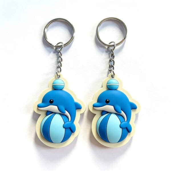 3D Cute Dolphin Balancing Ball PVC Keychains Wholesale Marine Animal Soft Rubber Key Chains