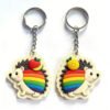 3D Rainbow Hedgehog Fruit PVC Keychains Wholesale Cute Cartoon Apple Pineapple Soft Rubber Key Chains