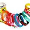 Eco‑friendly Custom Logo Slogan PVC Silicone Wristbands Wholesale Event Party Rubber Bracelets
