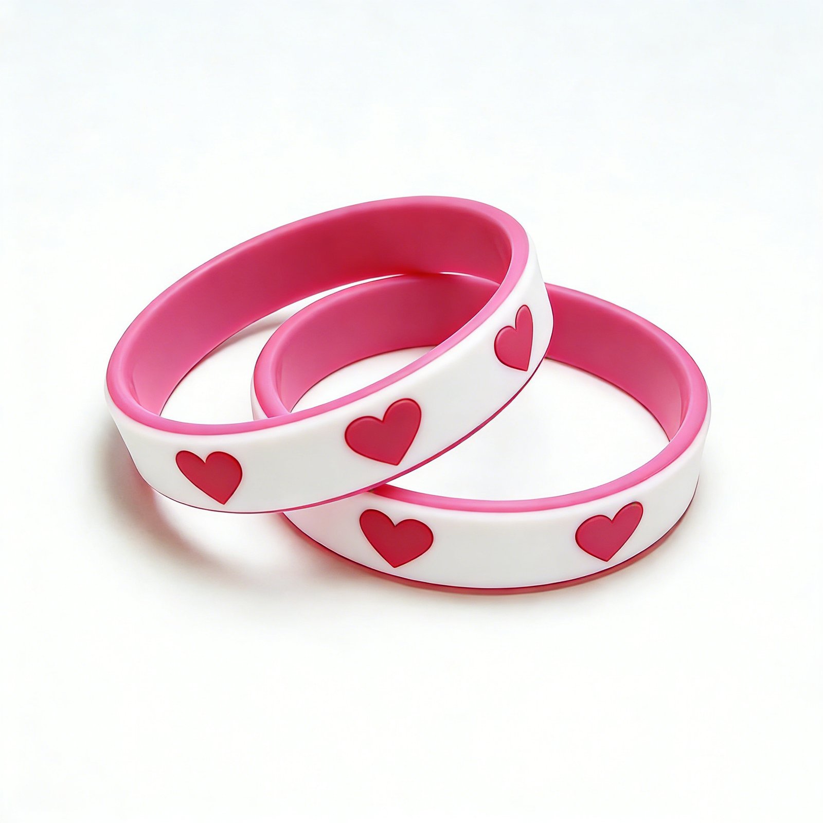 Custom 3D Embossed Heart PVC Silicone Wristbands Wholesale Couple Rubber Bracelets For Valentine Gifts