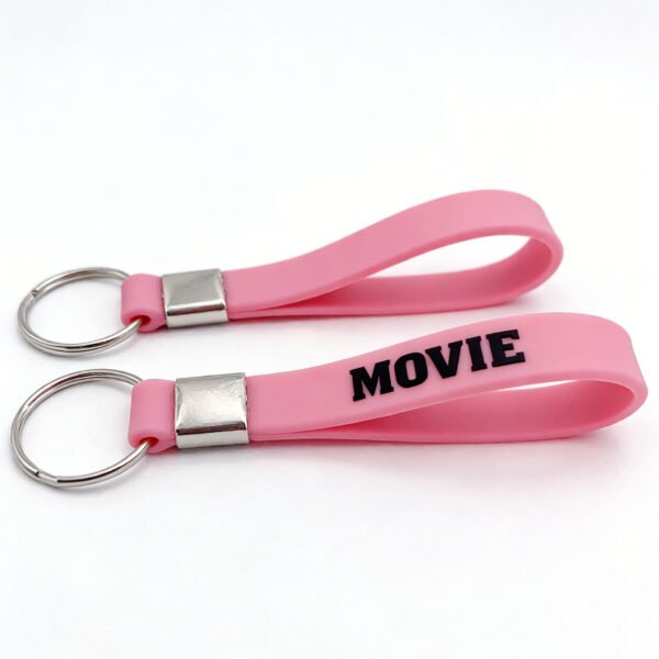 Movie Text PVC Wristband Keychains Custom Movie Text PVC Wristband Keychains Wholesale Printed Word Key Fobs For Souvenir Gifts