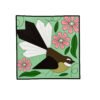 PVC Fantail Bird Floral Drink Coaster PVC fantail bird and floral drink coaster, nature themed table decor
