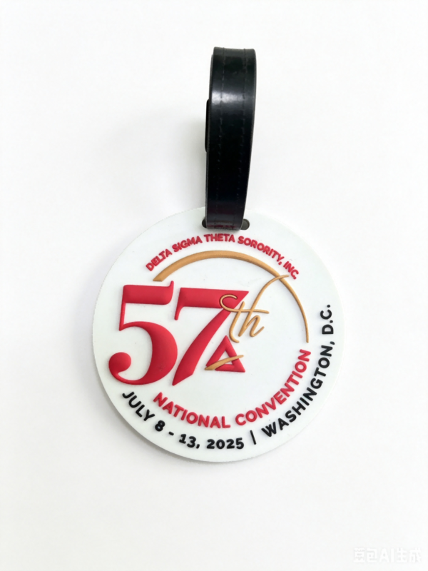 PVC Round 57th National Convention Text Luggage Tag Custom wholesale PVC round 57th national convention text luggage tag, vintage event letter travel baggage tag