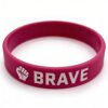 Custom wholesale burgundy PVC silicone brave fist symbol wristband, motivational slogan silicone bracelet