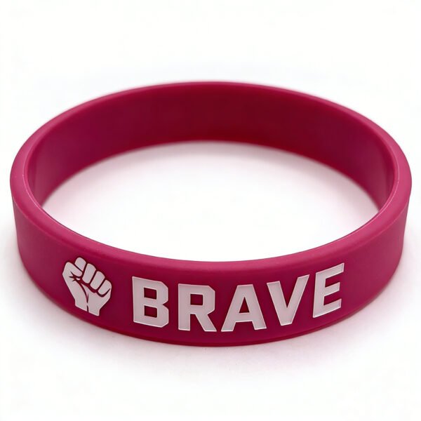 PVC Silicone Brave Fist Symbol Wristband Bracelet Custom wholesale burgundy PVC silicone brave fist symbol wristband, motivational slogan silicone bracelet