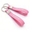 Custom wholesale pink PVC silicone realme logo wrist strap keychain, brand promotional key holder