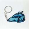 Printed Sports Car Flame PVC Keychains Wholesale Racing Auto Soft Rubber Key Chains