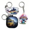Printed PVC Keychains Wholesale Graffiti Style Helicopter Truck Monster Mushroom Soft Rubber Key Chains