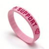 Custom Embossed Support Text Heart Ribbon PVC Silicone Wristbands Wholesale Awareness Rubber Bracelets