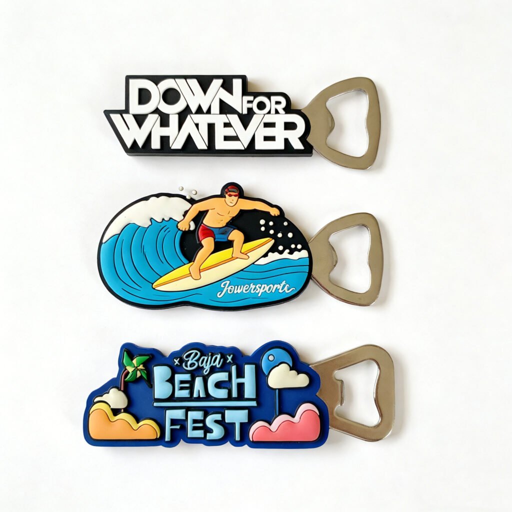 PVC Bottle Openers Wholesale Surfing Beach Outdoor Soft Rubber Beer Openers Wave Sports Vacation Souvenir Openers