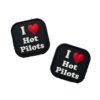 2D I Love Hot Pilots PVC Hook And Loop Patches Wholesale Funny Text Heart Shape Tactical Soft Rubber Badges