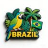 3D Brazil Macaw Parrot PVC Fridge Magnets Wholesale Tropical Plant National Flag Travel Souvenir Magnets