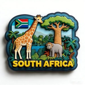 3D South Africa Wildlife PVC Fridge Magnets Wholesale Giraffe Elephant Jungle Flag Travel Souvenir Magnets