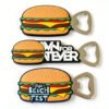 PVC Bottle Openers Wholesale Cartoon Hamburger Soft Rubber Beer Openers Funny Food Shape Party Souvenir Openers