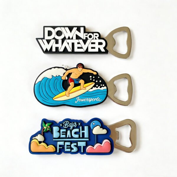 PVC Bottle Openers Wholesale Surfing Beach Outdoor Soft Rubber Beer Openers Wave Sports Vacation Souvenir Openers
