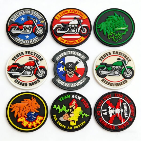 Motorcycle Themed PVC Velcro Patches Wholesale Biker Rider Tactical Hook & Loop Patches