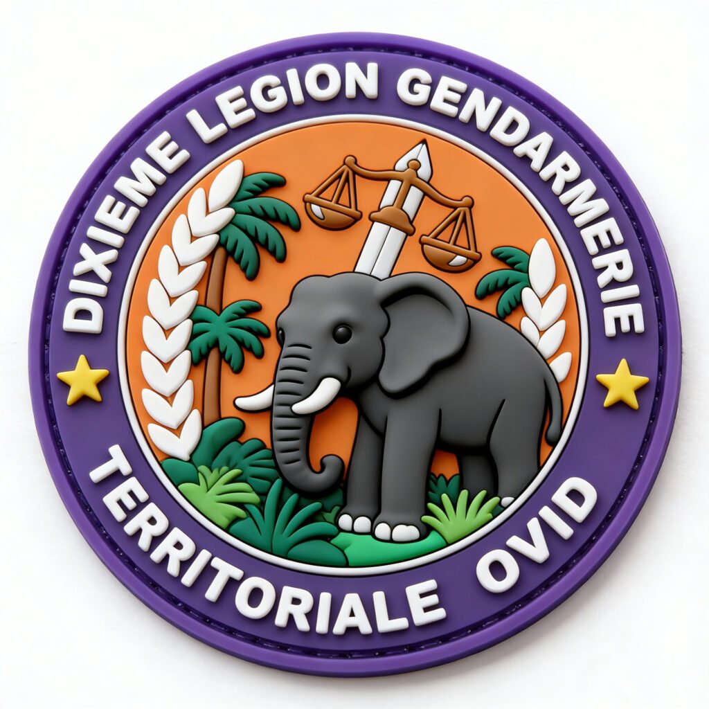 PVC soft rubber Velcro patch with 3D embossed design and hook-and-loop backing, displayed on plain white background.