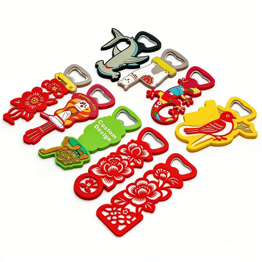Custom magnetic PVC bottle opener with strong neodymium magnet