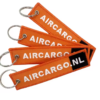 Embroidered fabric strip keychain
