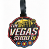 Custom wholesale PVC round vegas city text luggage tag, retro las vegas event scenic travel baggage tag