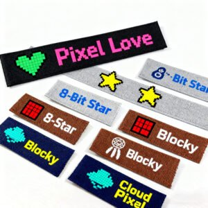 Pixel Art Embroidered Garment Woven Label