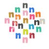 Multi-color lowercase sequin embroidery patch densely covered with gold, silver and colorful reverse sequins; flip to instantly switch colors, backed with heat-seal adhesive layer, ideal for personalized DIY decoration on kids' clothing, denim jackets, bags or hats.
