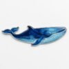 Creative blue whale shaped metal fridge magnet featuring a zinc alloy die-cast frame and high-definition watercolor resin dome, showcasing gradient ocean blues and raised splash textures; backed with a heavy-duty magnet for secure adhesion to refrigerators, file cabinets, or whiteboards.