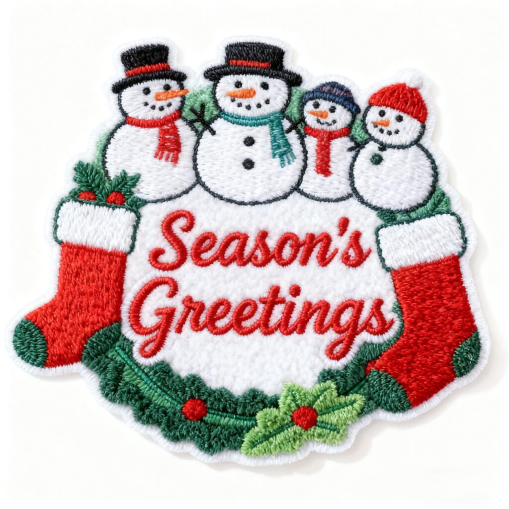 Customized towel embroidery patches with a Christmas theme 2